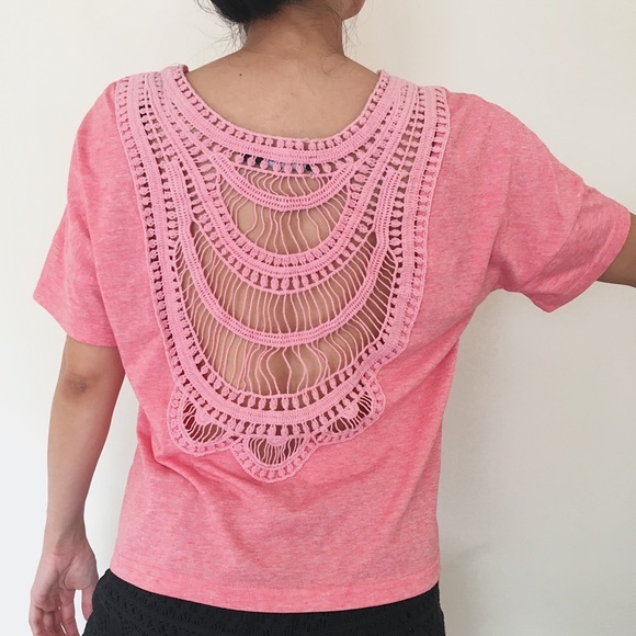 Pink Tee with Back Crochet Details - Picture 3 of 8